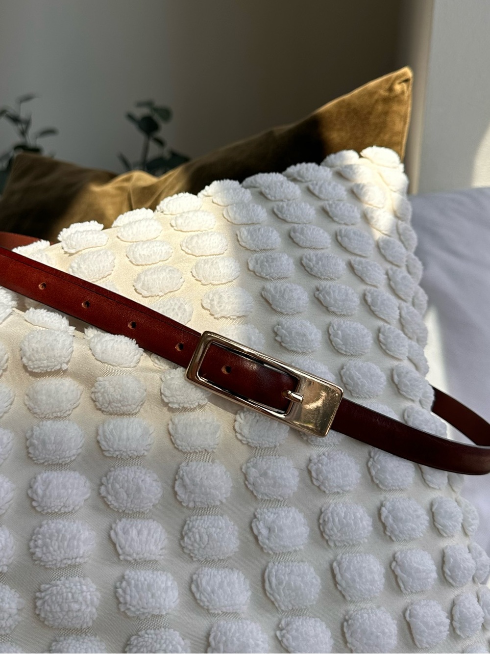 Leather belt - brown ZARA